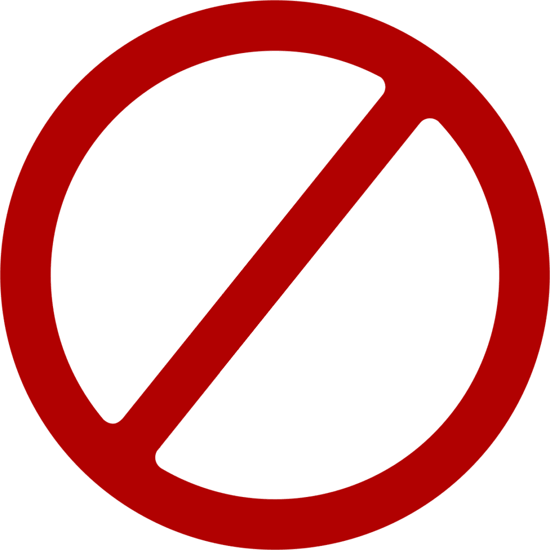 Red prohibition sign on black background.