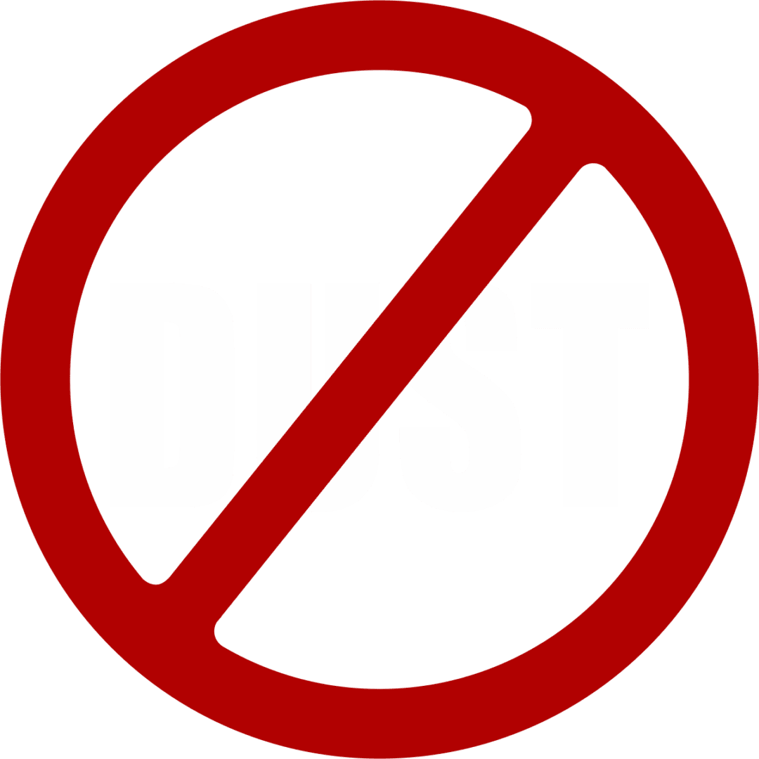 No dust symbol with red prohibition sign.